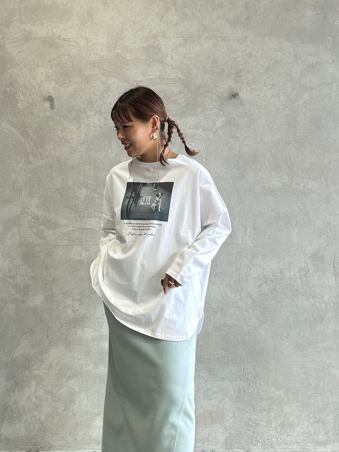 【再入荷】2way（DOG & LOGO）プリントカットソー／Dignite collier