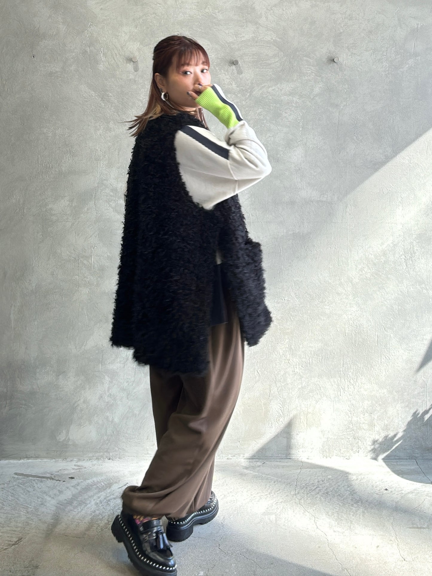 配色ドルマンニット