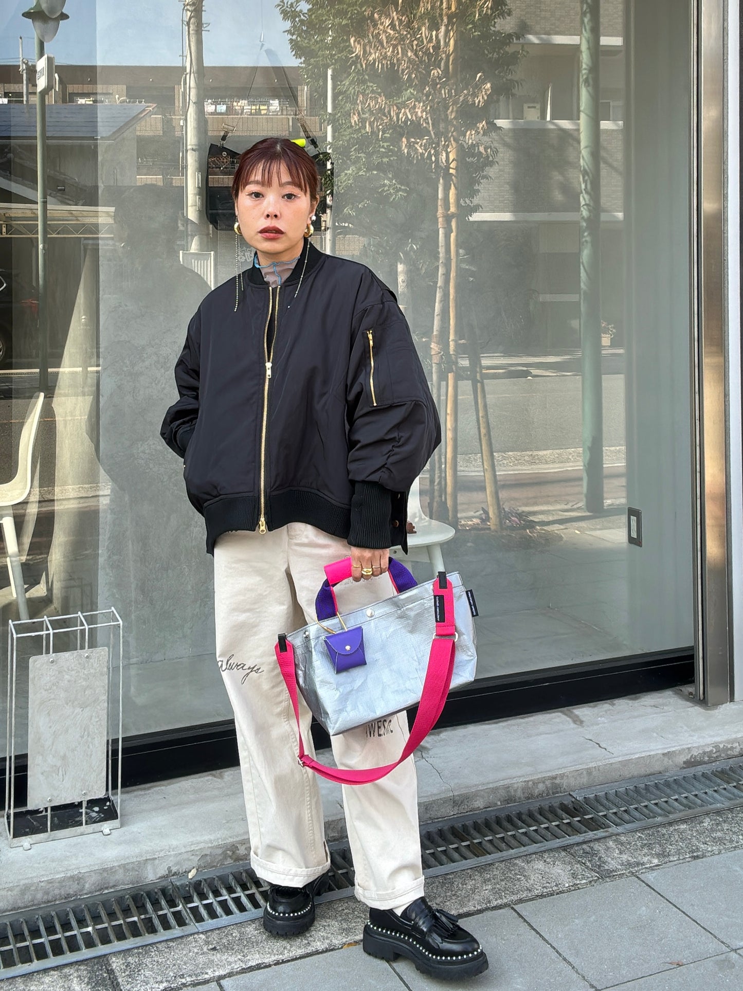 ナイロンツイルポンチョライクMA-1／trois