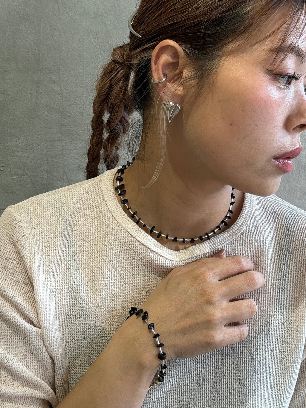 ⚡︎【予約販売】ブラックビーズmixネックレス