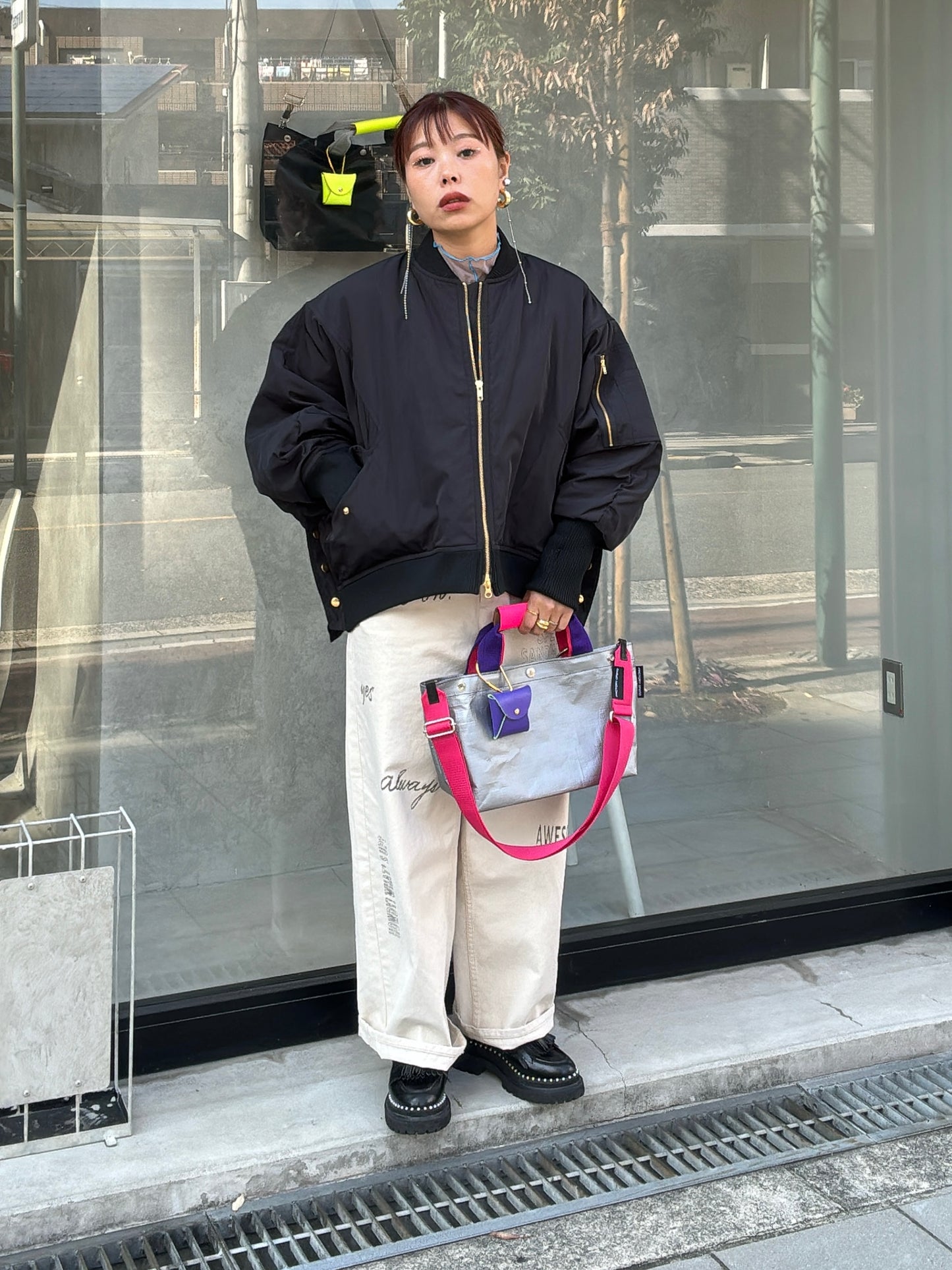 ナイロンツイルポンチョライクMA-1／trois