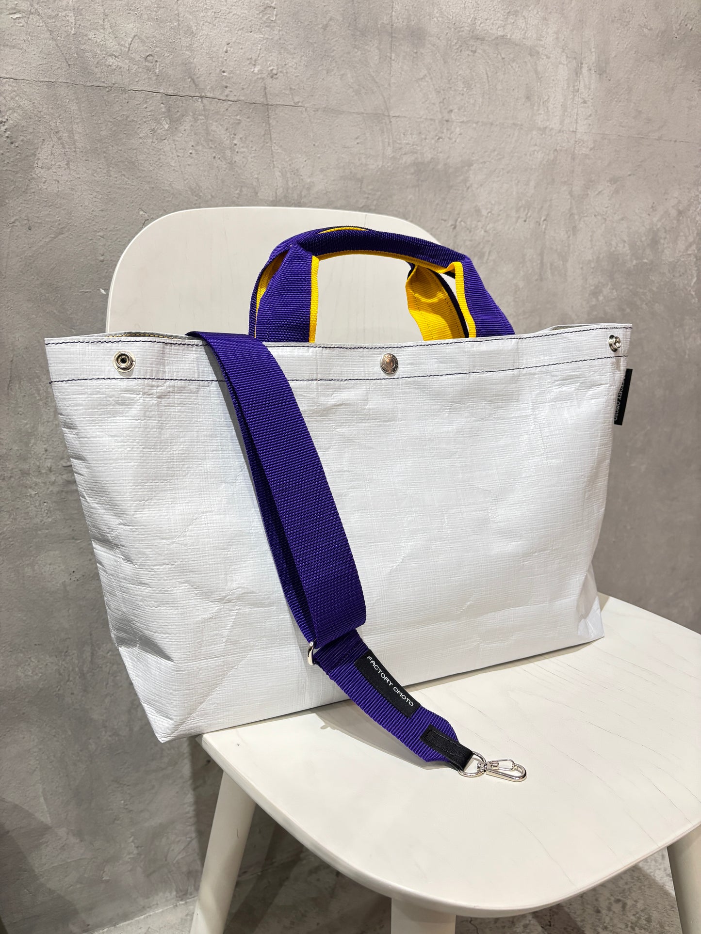 【予約販売】パープル×イエロー（本体：ホワイト）／FACTORY OMOTO／BASIC TOTE