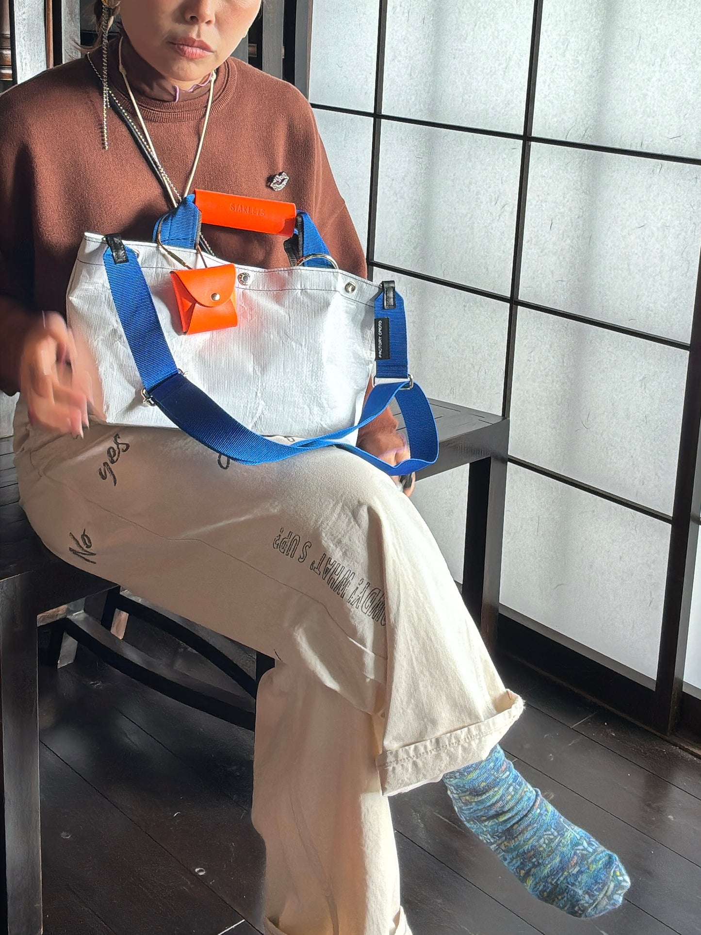 【予約販売】ブルー×チャコール（本体：ホワイト）／FACTORY OMOTO／BASIC TOTE