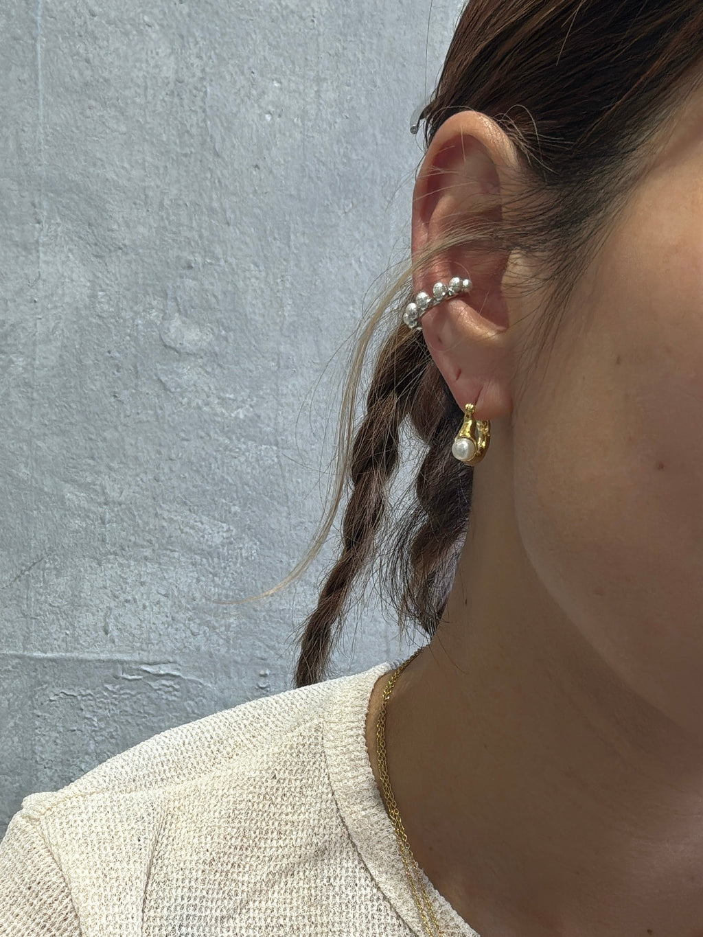 【予約販売】ニュアンスメタルパールピアス