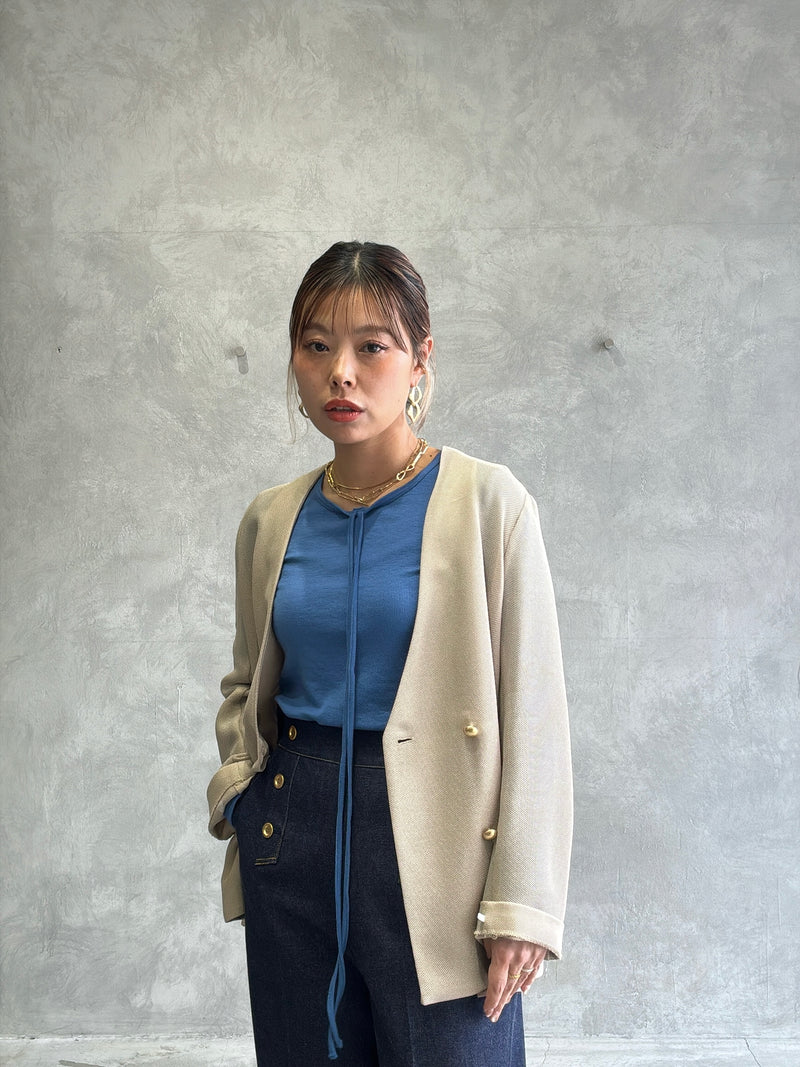 メッシュノーカラージャケット／Dignite collier