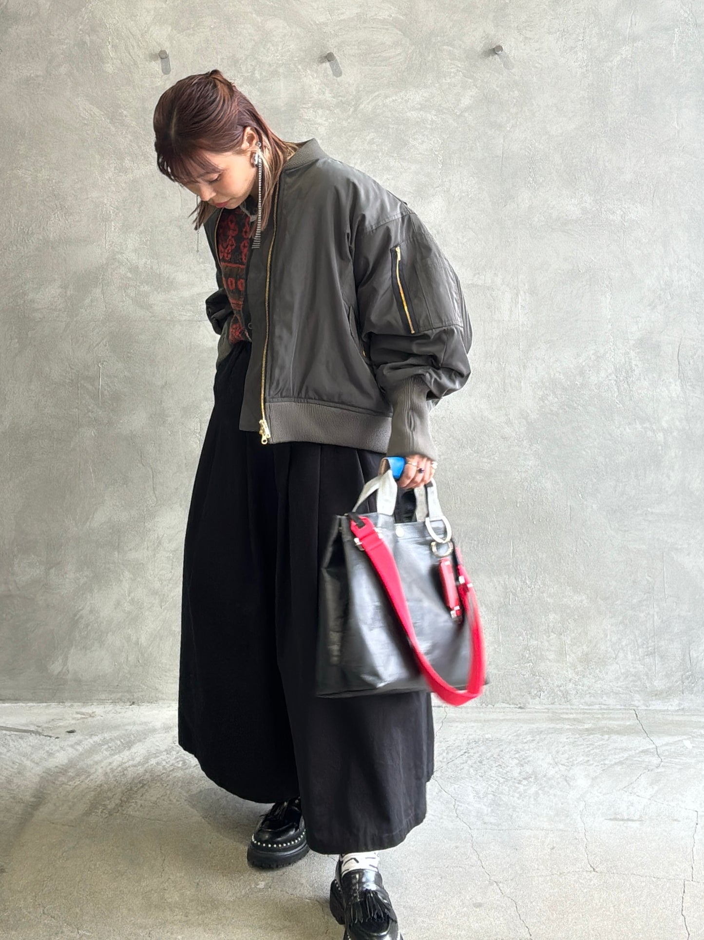 ナイロンツイルポンチョライクMA-1／trois