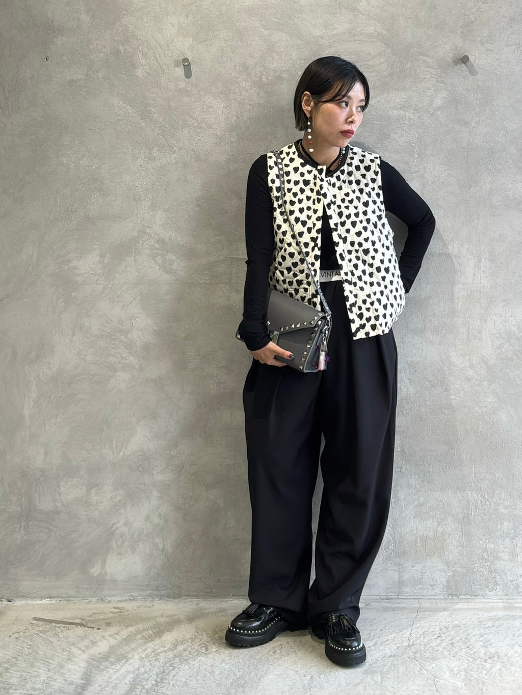 ハート柄パディングベスト／MG JK-26086-A／MARGAUX VINTAGE／2026 AW＃1