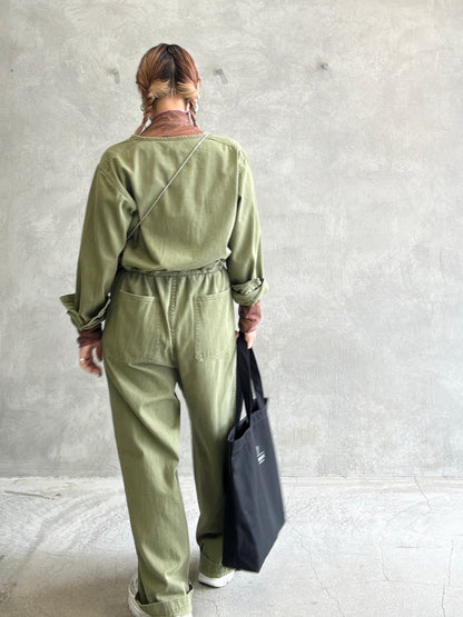 ヘリンボーンノーカラージャンプスーツ／LE MÉLANGE