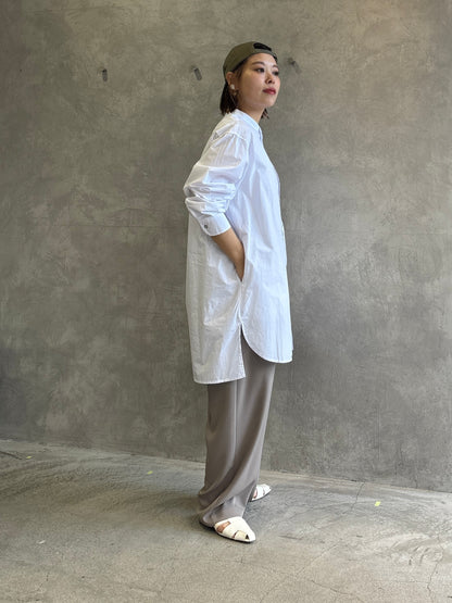 ノーカラーロングシャツ／VENT BLANC