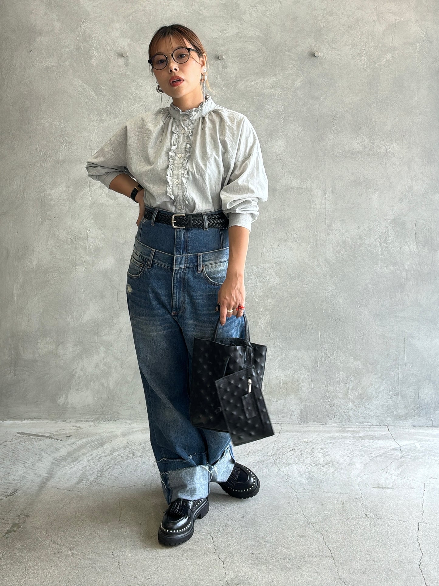 Wウエストデニムパンツ／VERSEAU