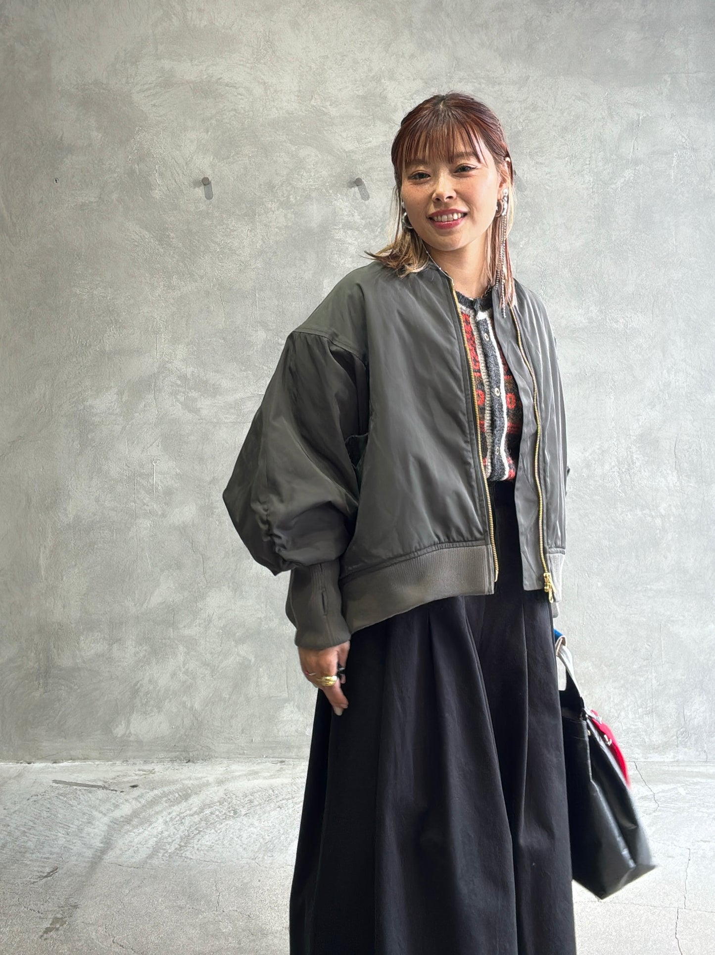 ナイロンツイルポンチョライクMA-1／trois