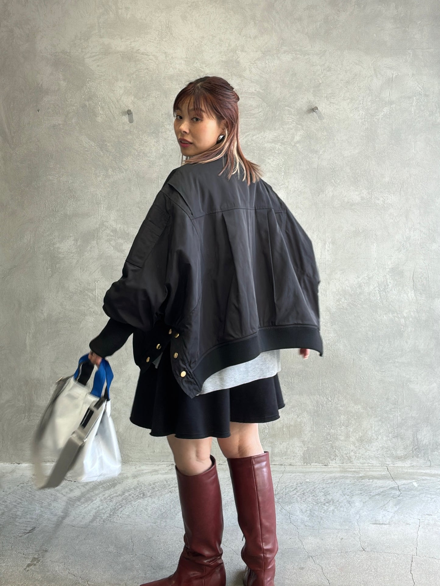 ナイロンツイルポンチョライクMA-1／trois