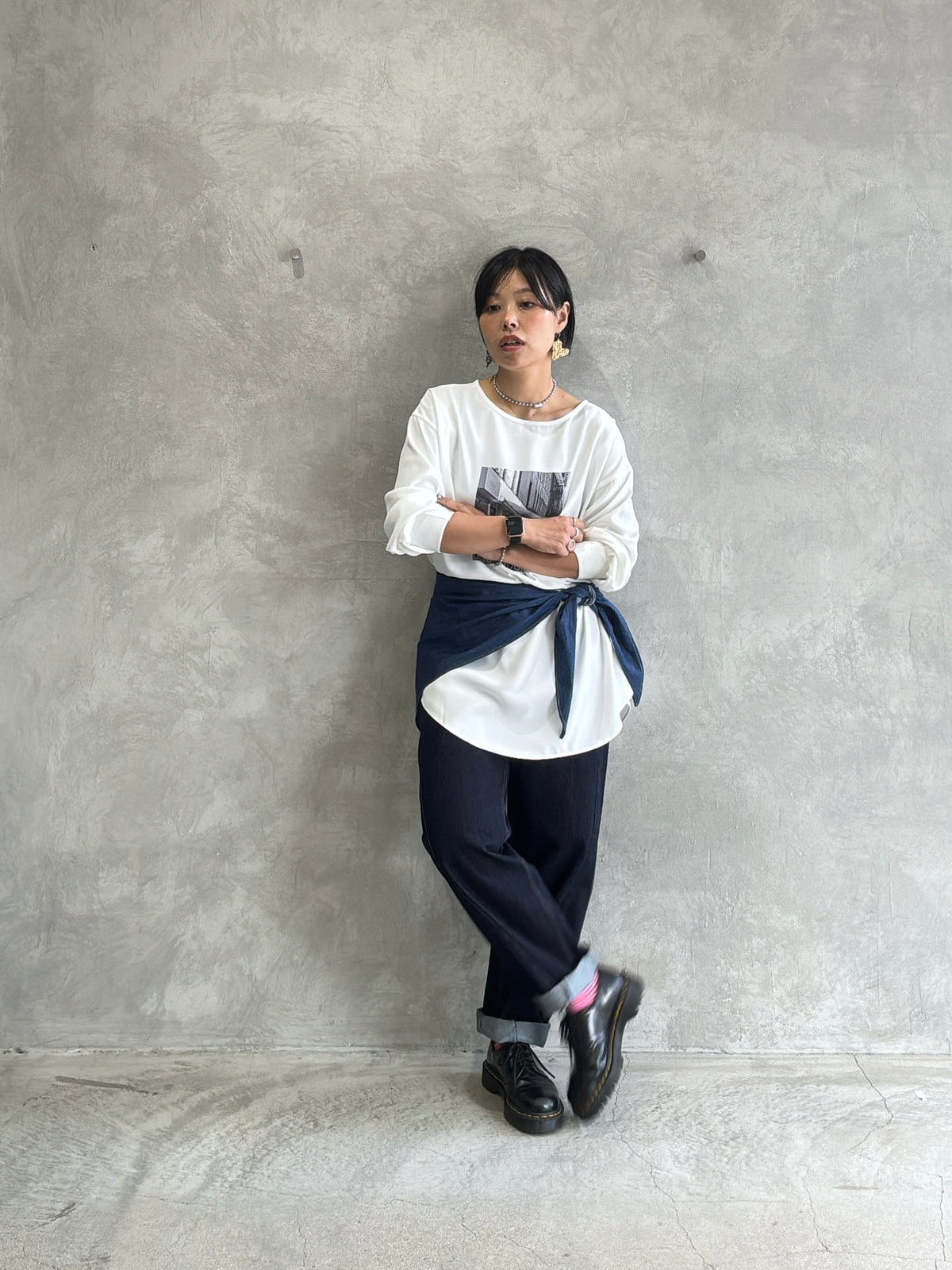前後2wayフォトプリントロンT／Anna Kerry