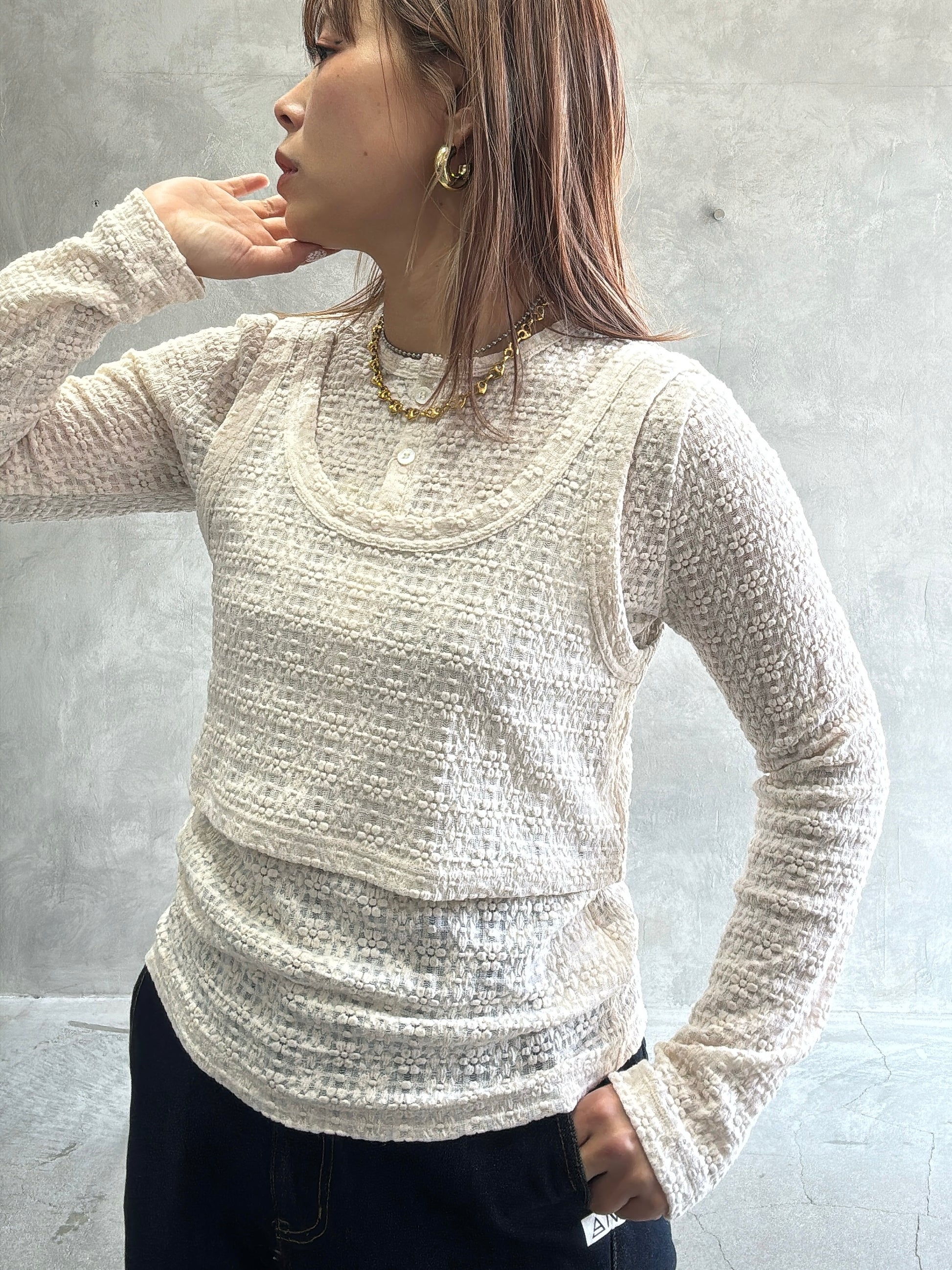 ヘンリーネックカットソー／8611002／LE MÉLANGE