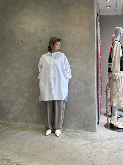 ノーカラーロングシャツ／VENT BLANC