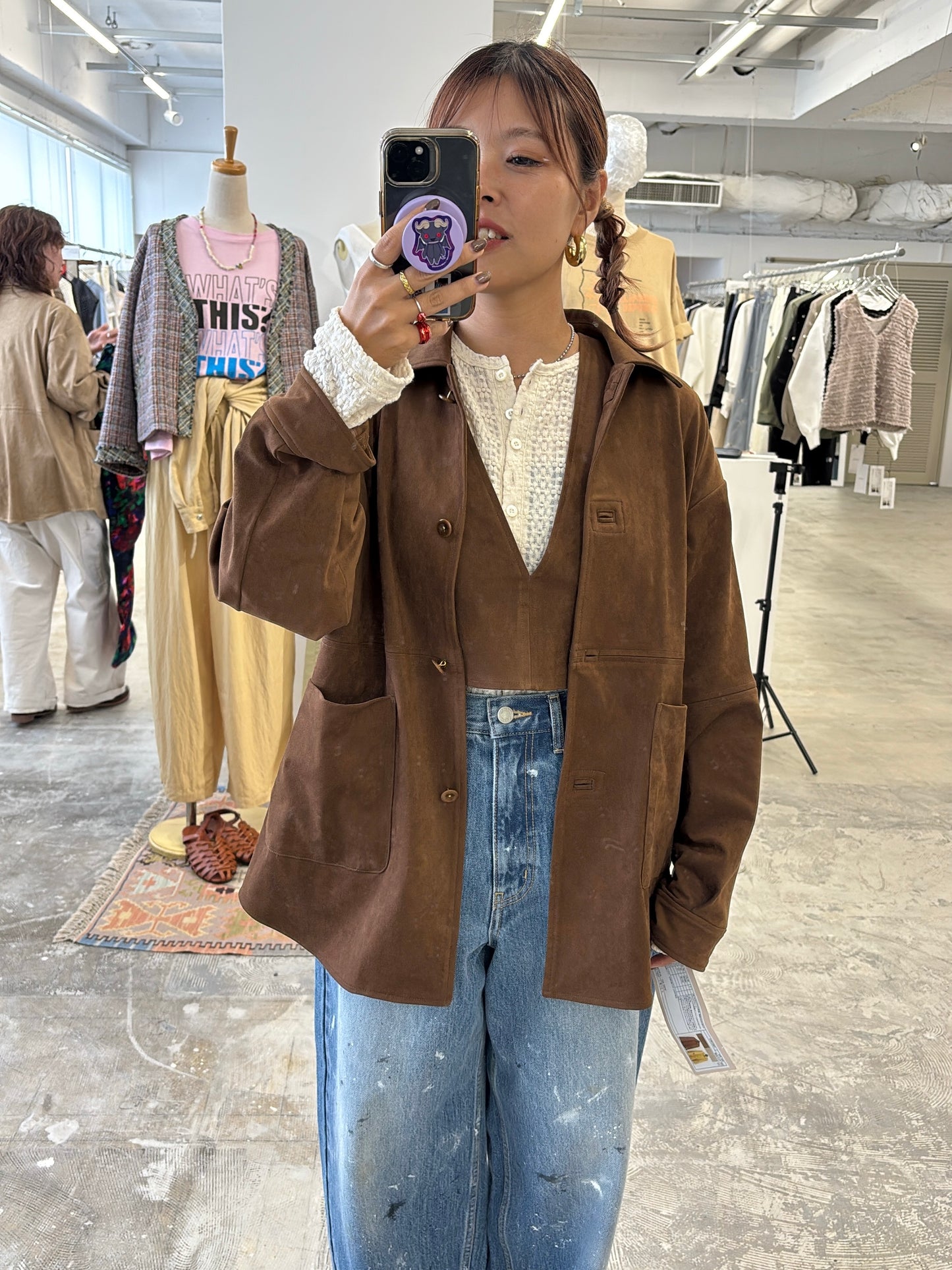 受付終了【予約販売】ECOスウェードシャツジャケット／8613801／LE MÉLANGE