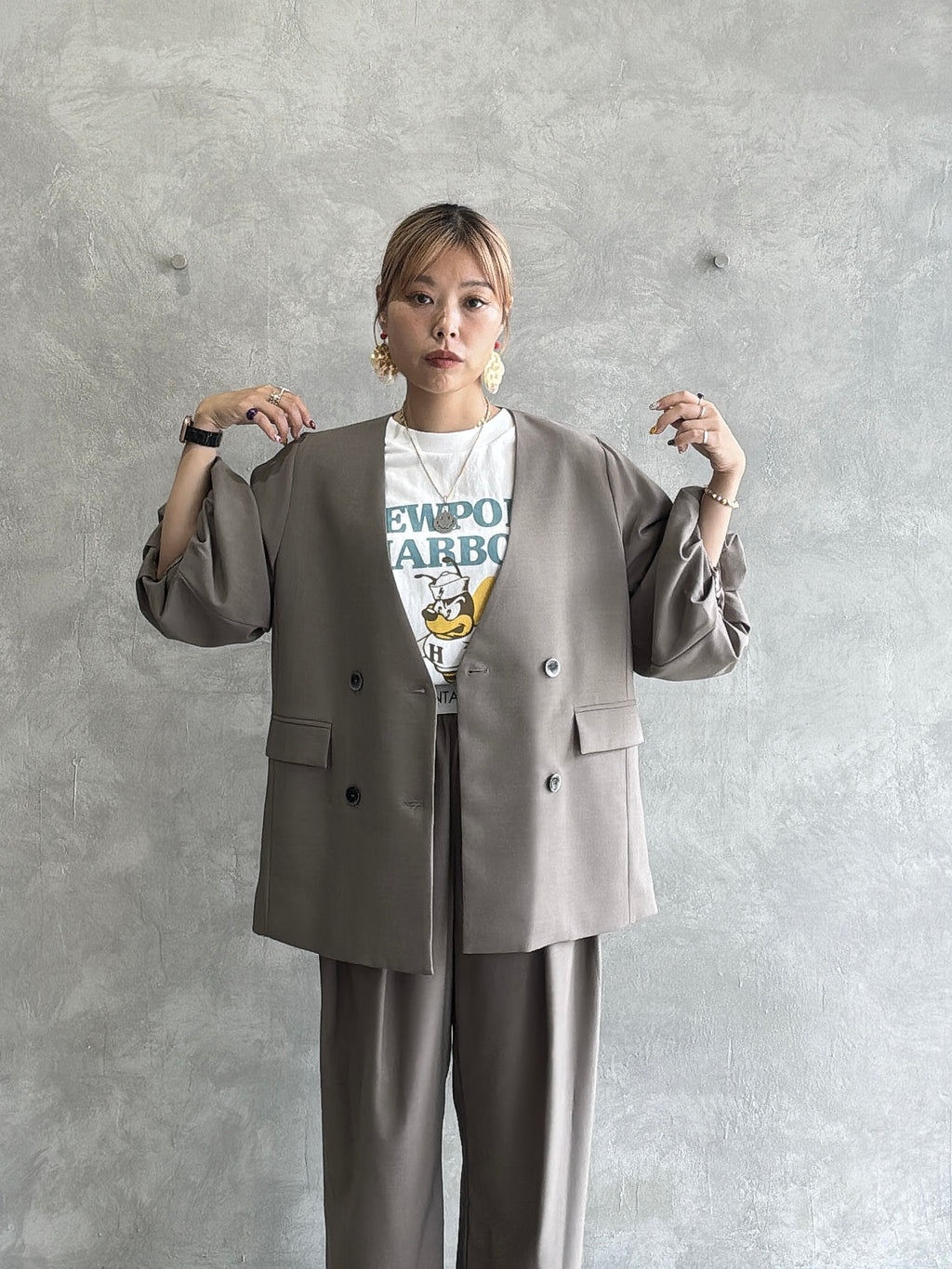 バルーンスリーブノーカラーJK／MG JK-26088-A／MARGAUX VINTAGE／2026 AW＃1