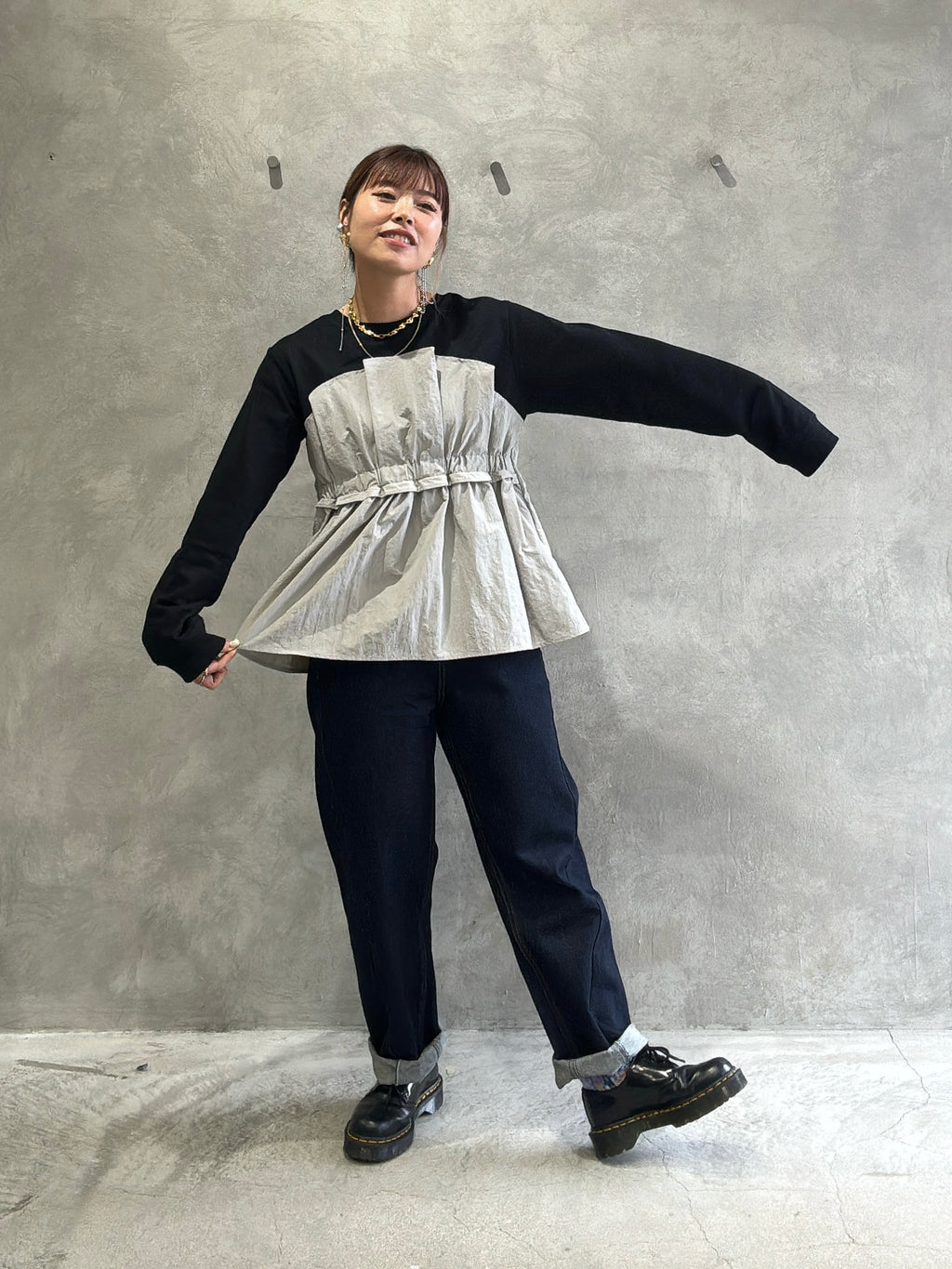 フリル切替スウェット