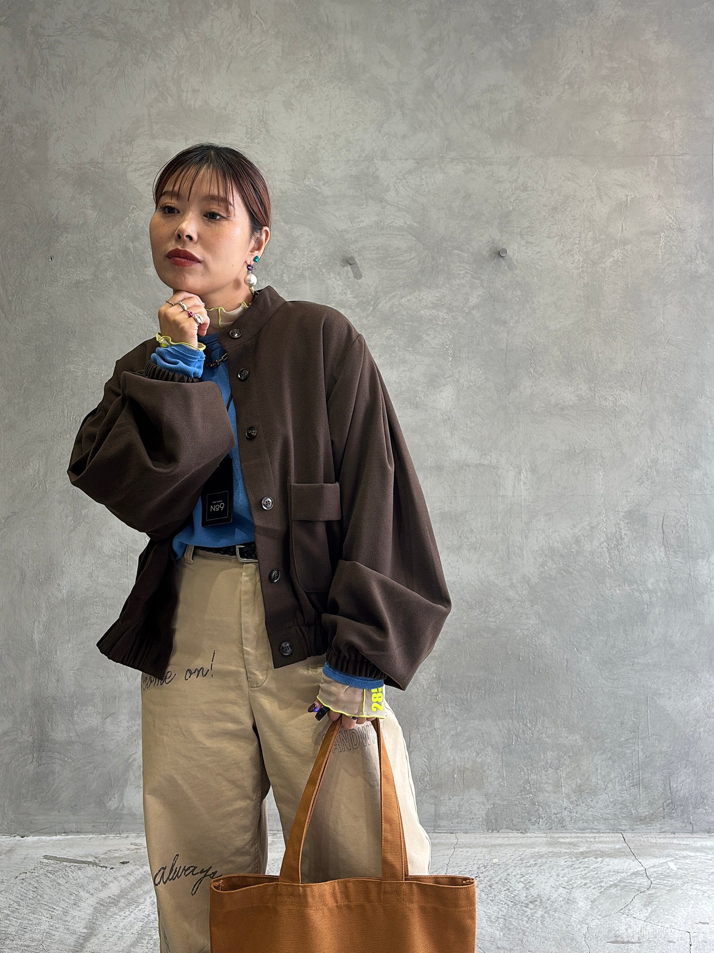 ワイドスリーブウーリーショートブルゾン／CYAN tokyo