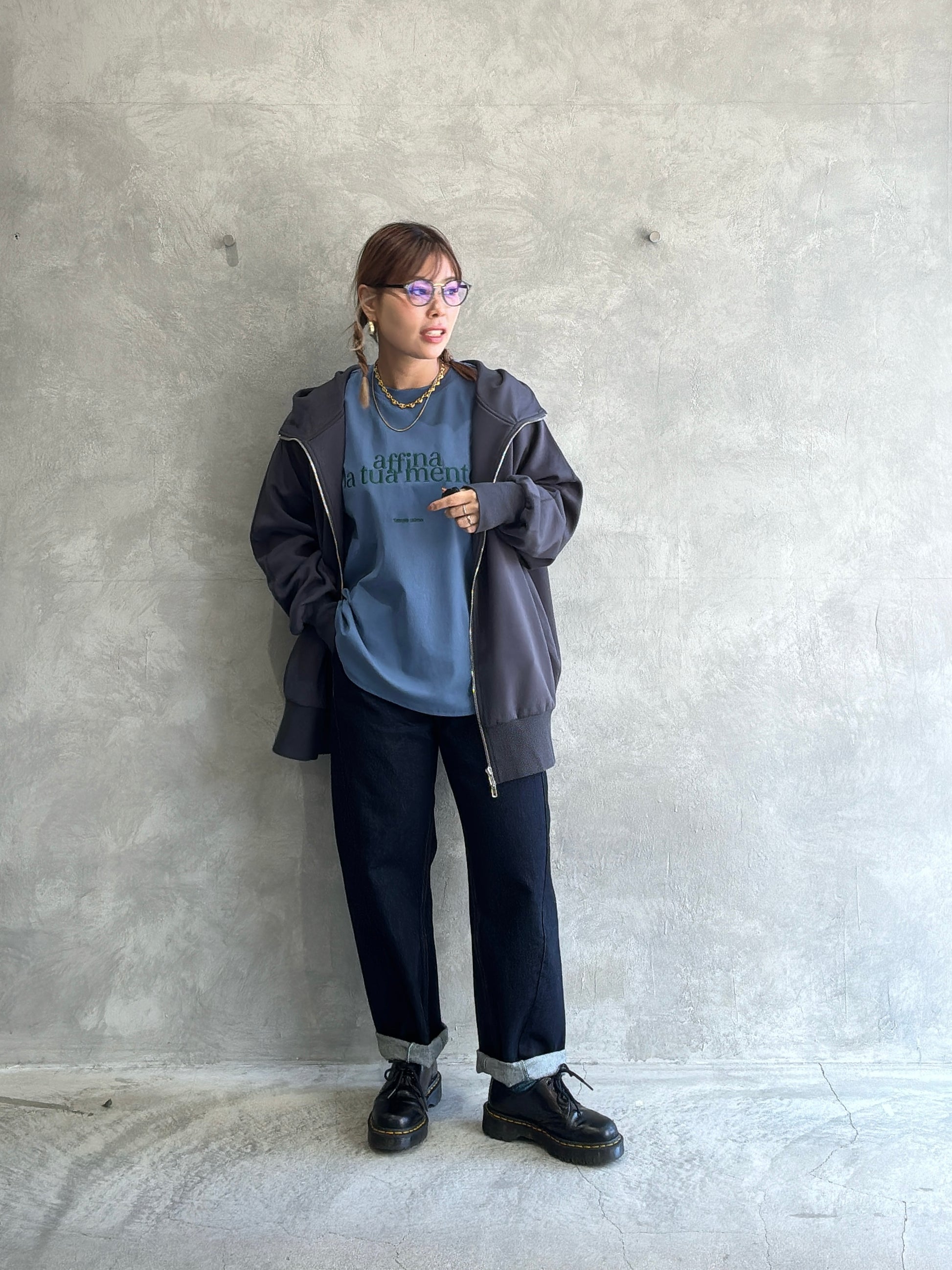 ジップアップロングパーカー