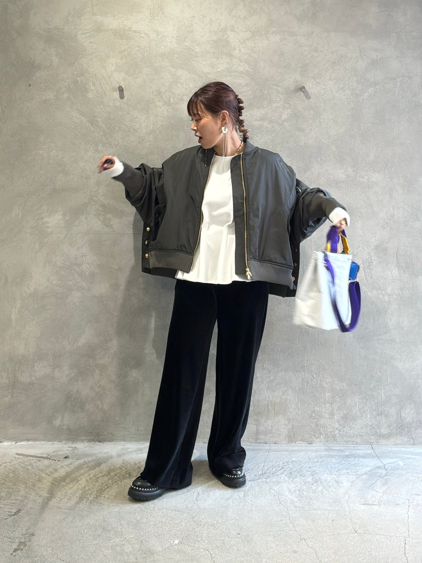 ナイロンツイルポンチョライクMA-1／trois