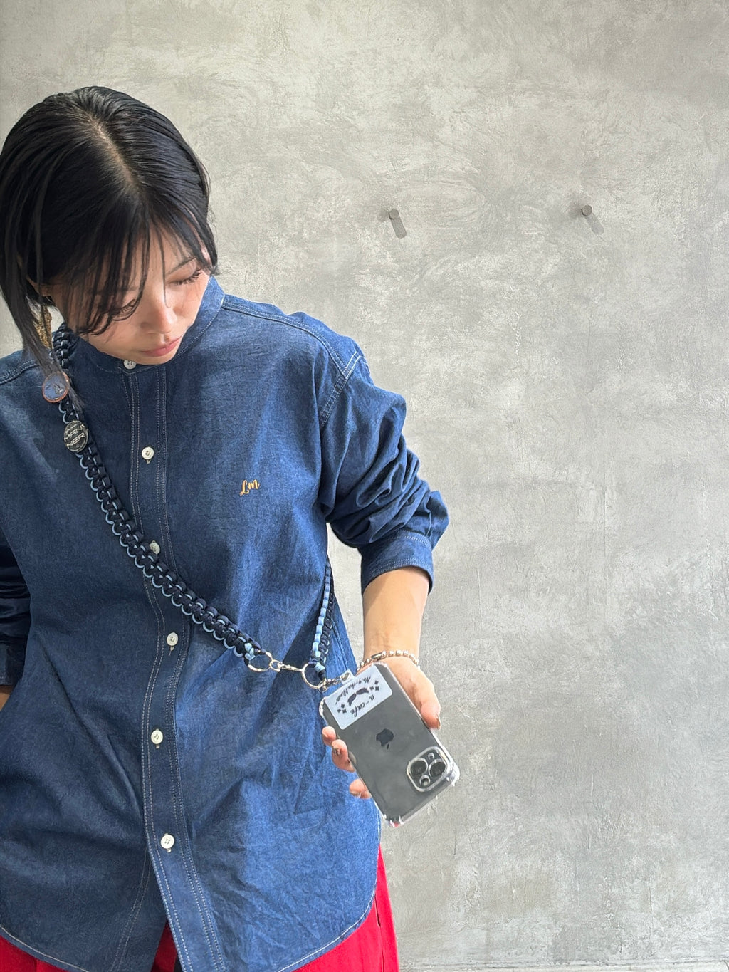 ⭐︎コラボ【予約販売】Denim・デニムカラー／2wayパラコードスマホショルダー／ネオホイップウェーブ／受注生産