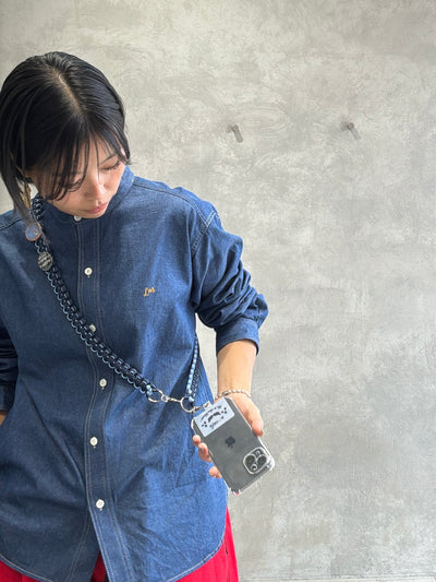 ⭐︎コラボ【予約販売】Denim・デニムカラー／2wayパラコードスマホショルダー／ネオホイップウェーブ／受注生産