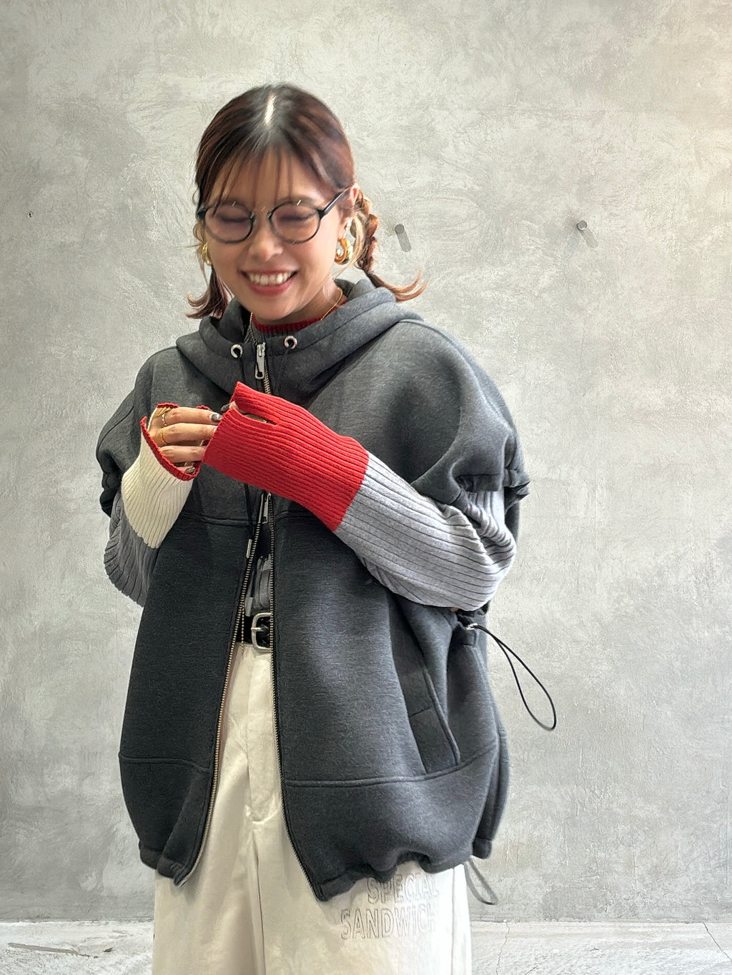 【再入荷】3カラー配色リブニット／LHELBIE