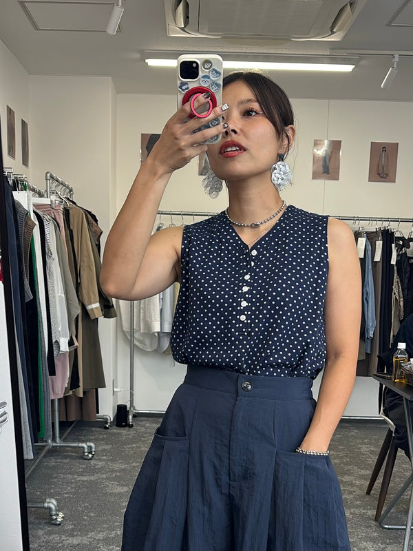 【予約⚡︎販売】ノースリドットVネックヘンリー／710563／CYAN TOKYO／2027SS #1