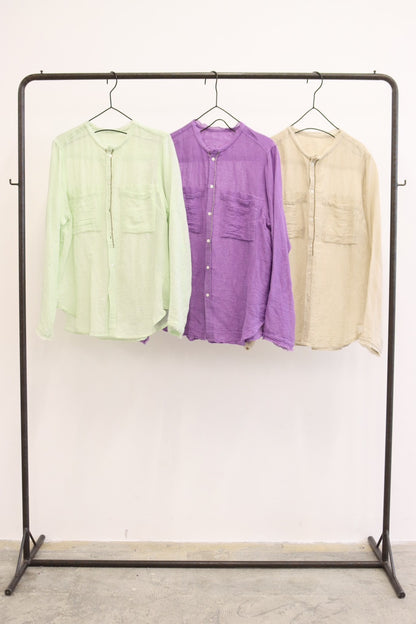 受付終了【予約販売】メタルビーズリネンコットンシャツ／8613209／LE MÉLANGE