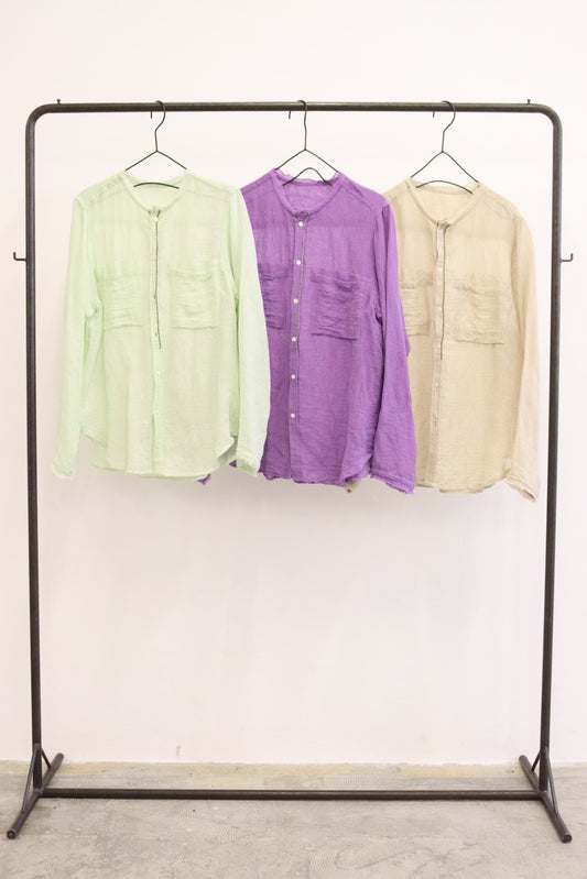 受付終了【予約販売】メタルビーズリネンコットンシャツ／8613209／LE MÉLANGE