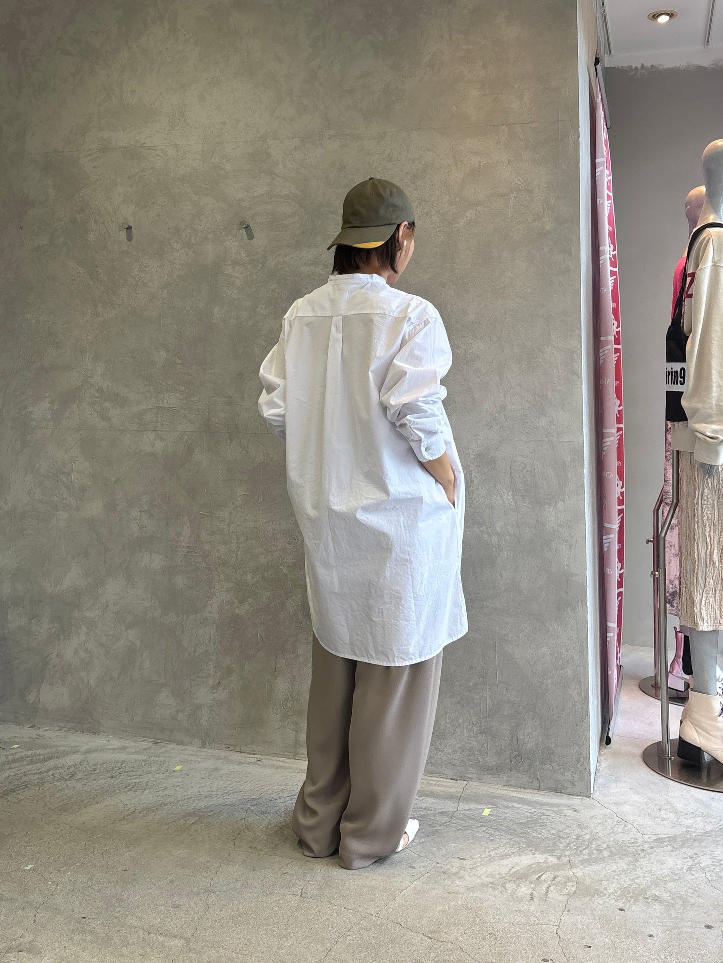 ノーカラーロングシャツ／VENT BLANC