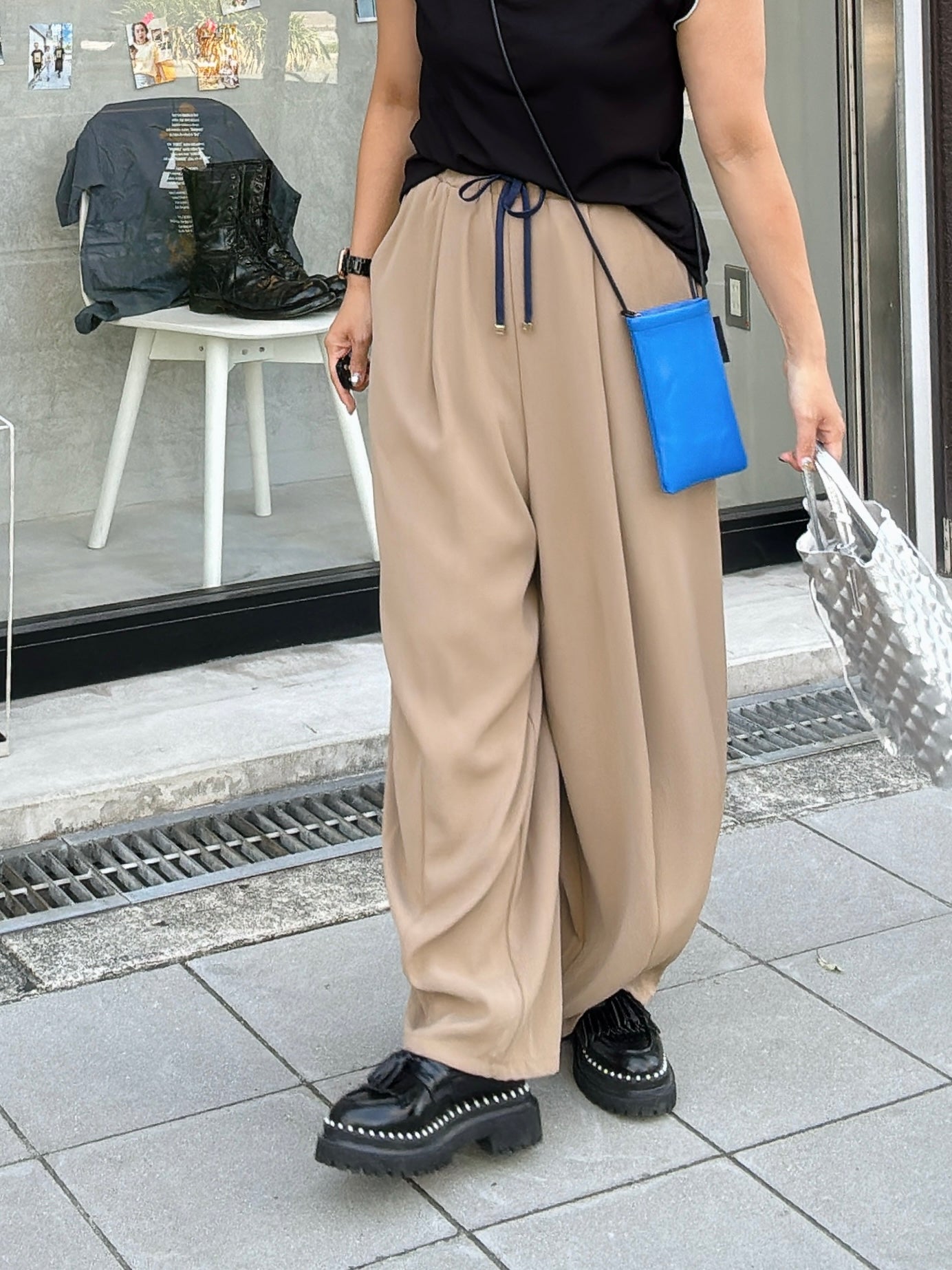 サイドラインバレルレッグパンツ／ayane