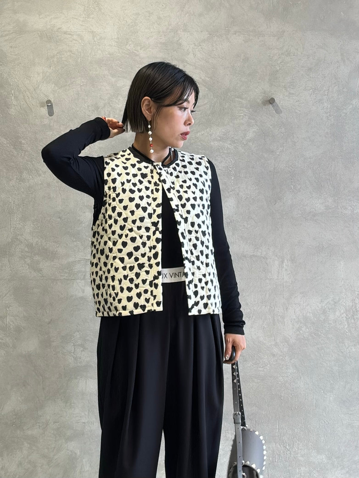 ハート柄パディングベスト／MG JK-26086-A／MARGAUX VINTAGE／2026 AW＃1