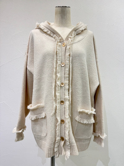 【予約⚡︎販売】トリムフリンジニットフーディ／604508／CYAN tokyo／2026 AW#1