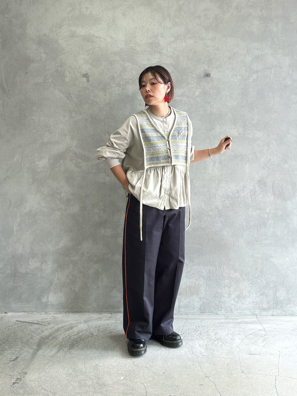 ジャガードVネックベスト／#8642701／LE MÉLANGE／2026 AW #1
