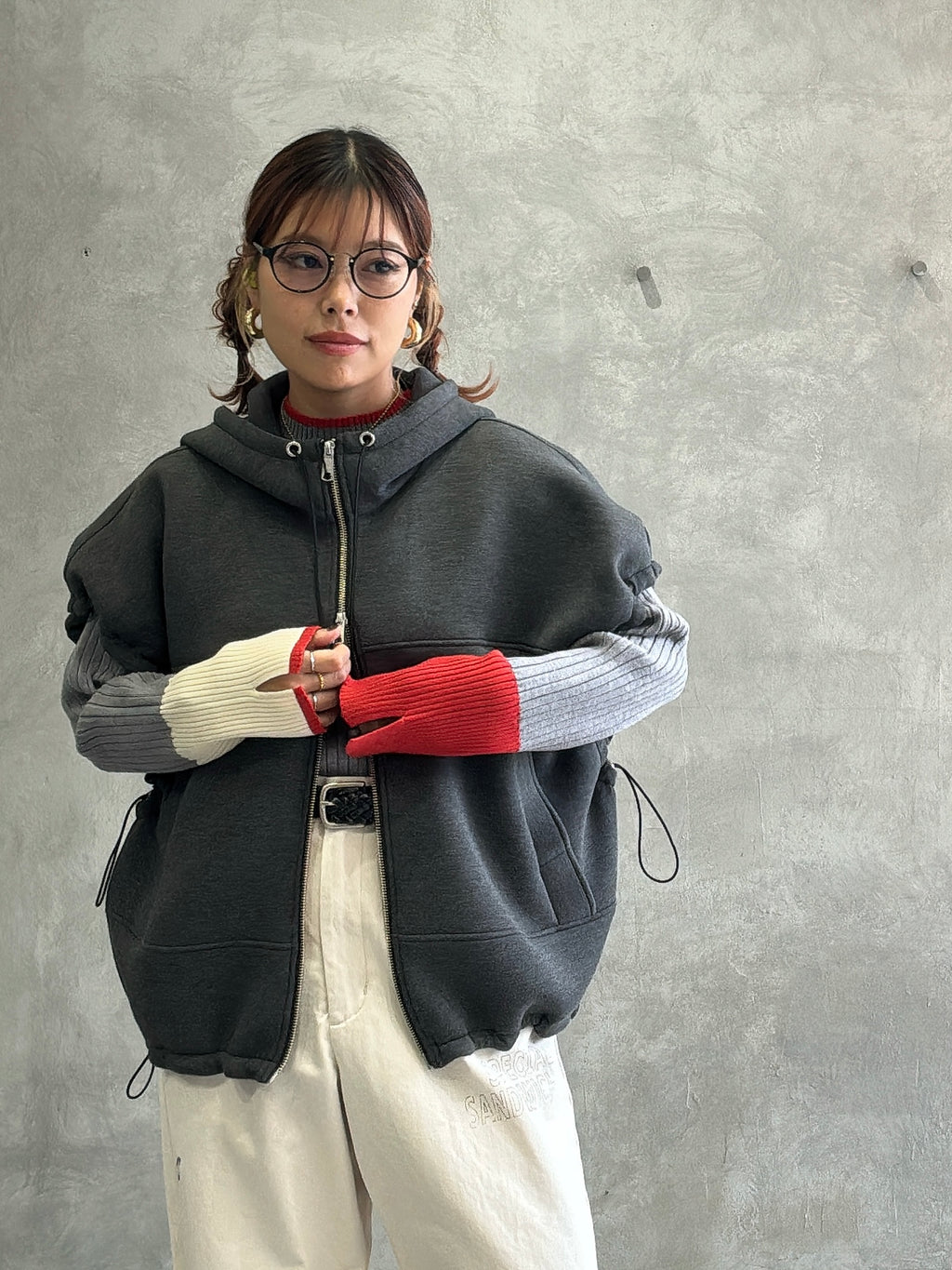 【再入荷】3カラー配色リブニット／LHELBIE