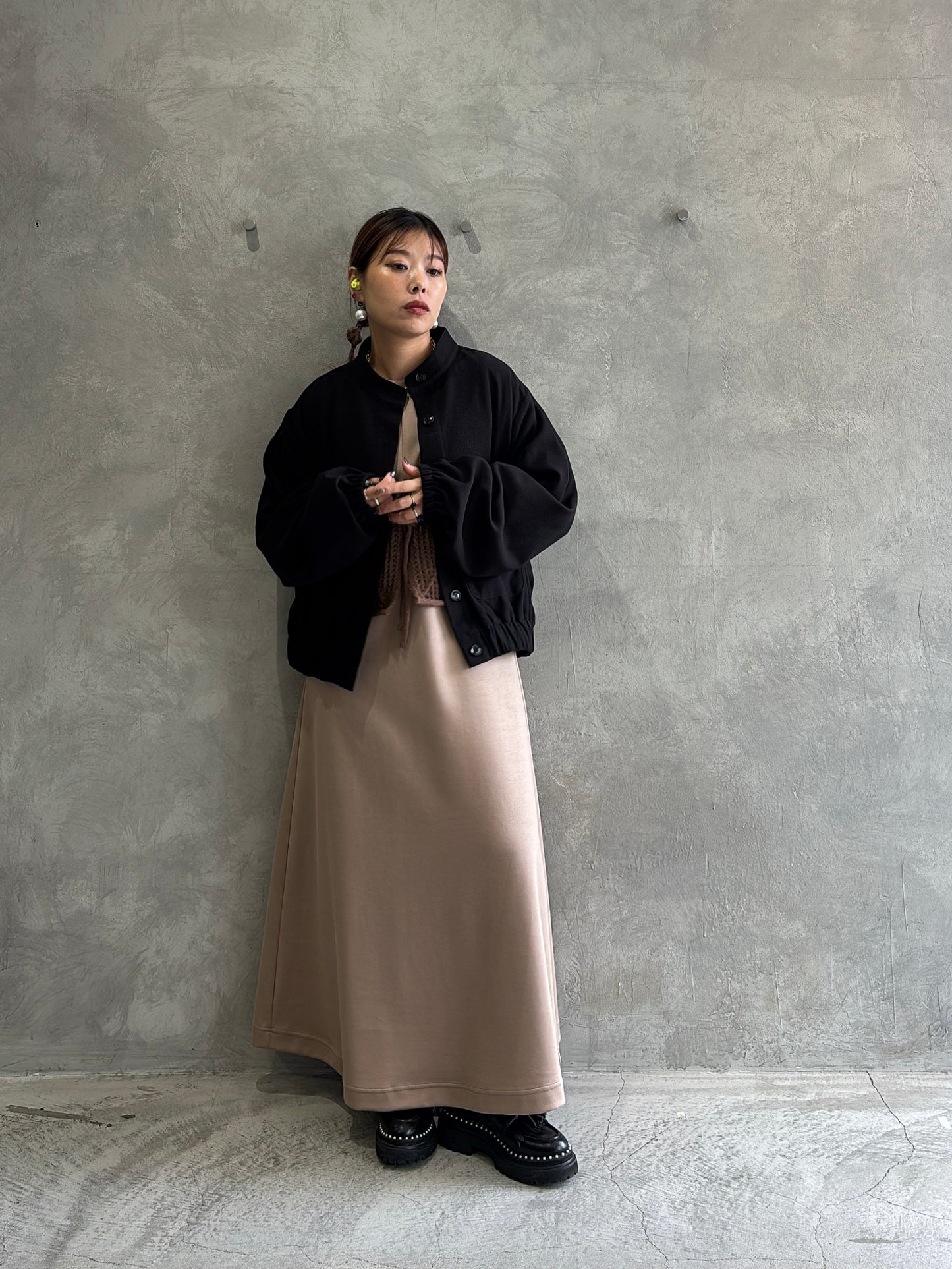 ワイドスリーブウーリーショートブルゾン／CYAN tokyo