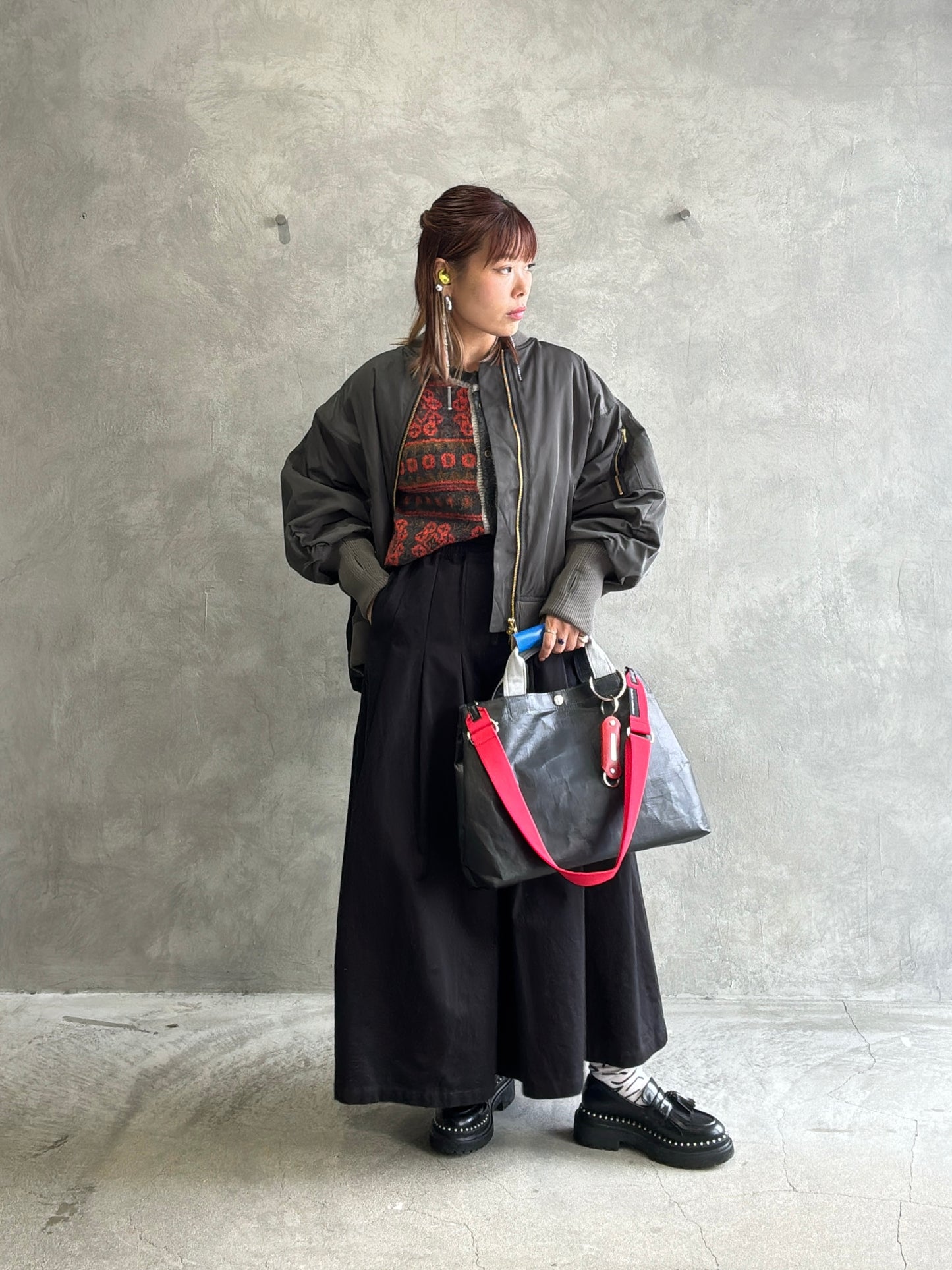 ナイロンツイルポンチョライクMA-1／trois