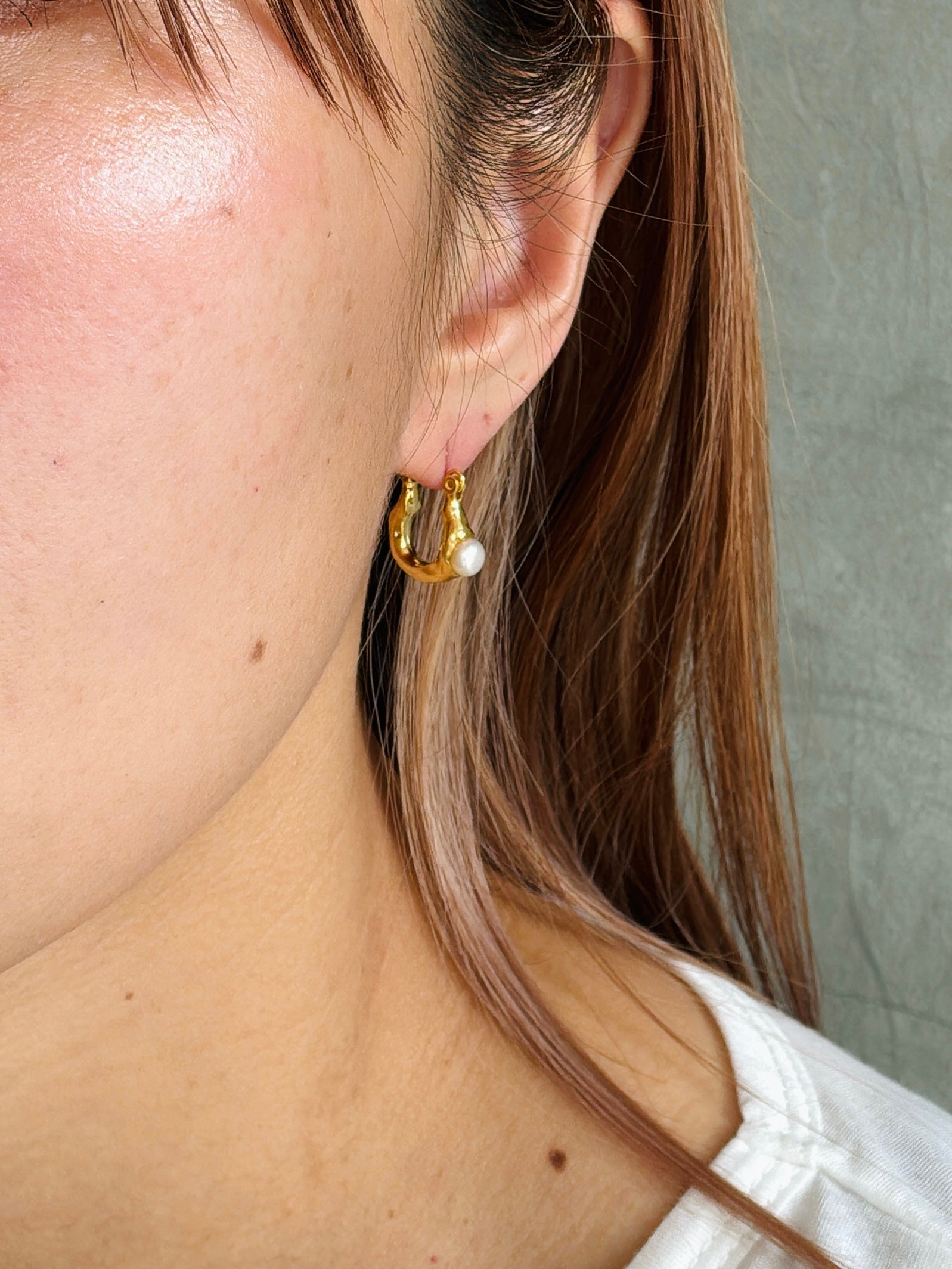 【予約販売】ニュアンスメタルパールピアス