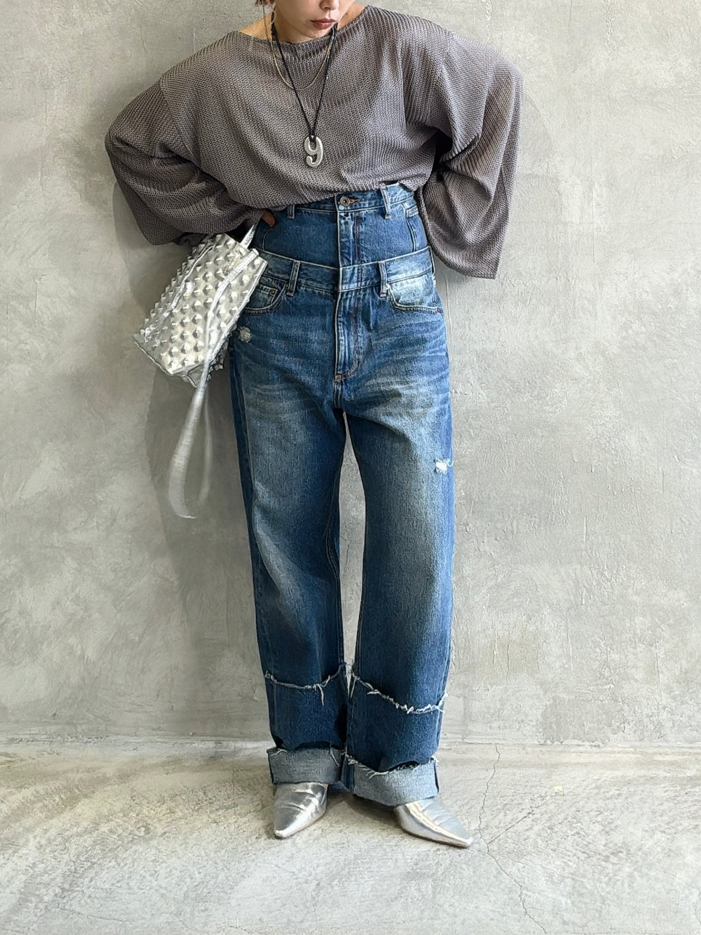 Wウエストデニムパンツ／VERSEAU