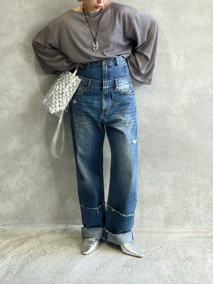 Wウエストデニムパンツ／VERSEAU