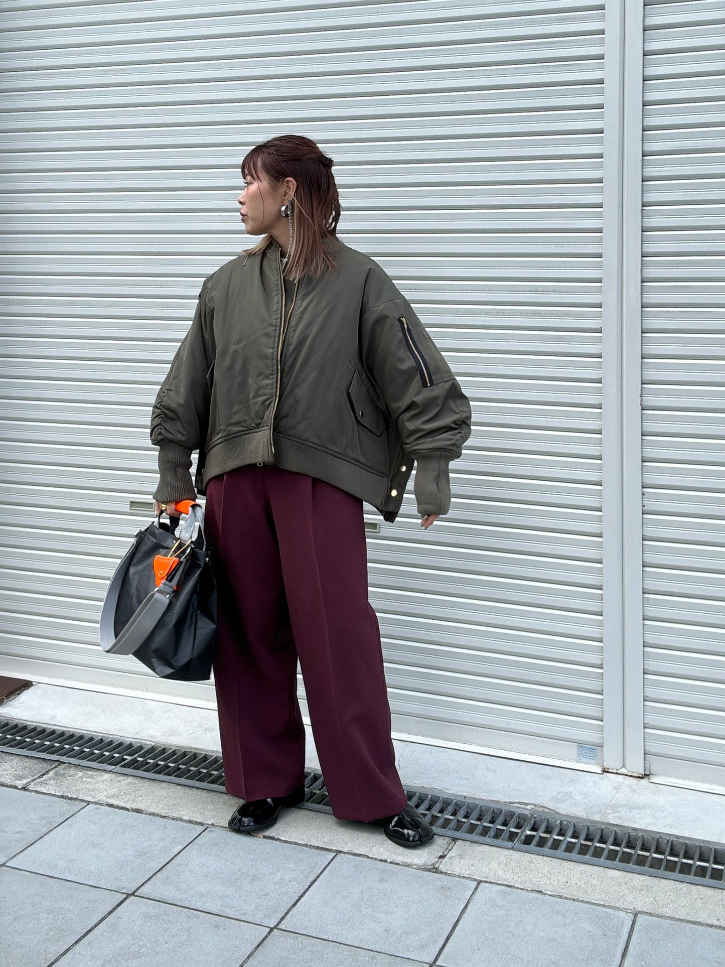 ナイロンツイルポンチョライクMA-1／trois