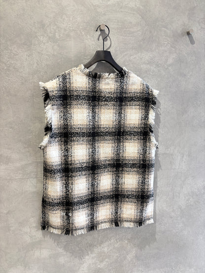 クラッシュツイードVネックベスト／the Nines