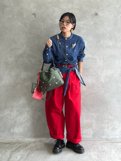 スタンドカラーデニムシャツ（スカーフ付き）／#8643203／LE MÉLANGE／2026 AW #1