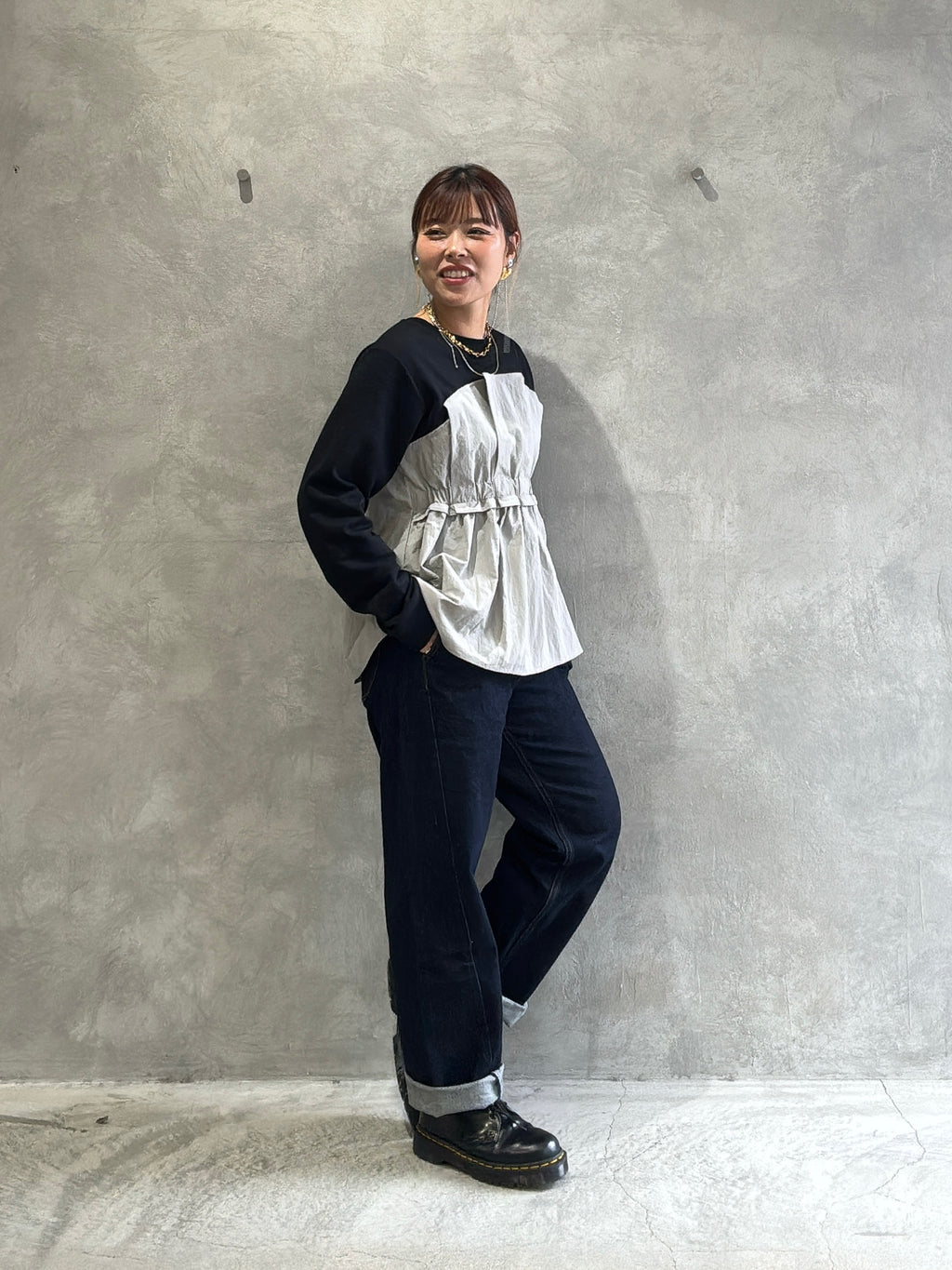 フリル切替スウェット