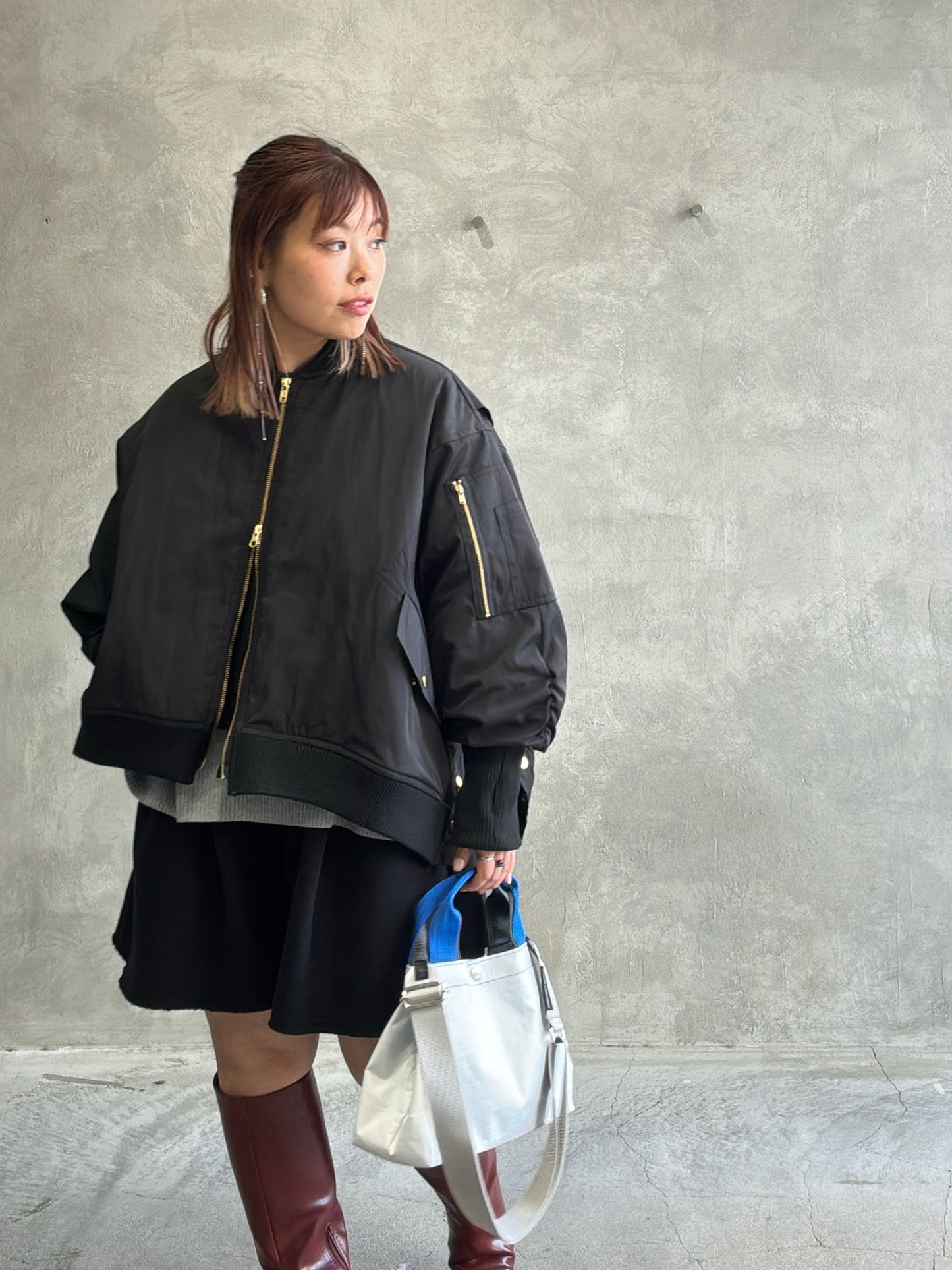 ナイロンツイルポンチョライクMA-1／trois