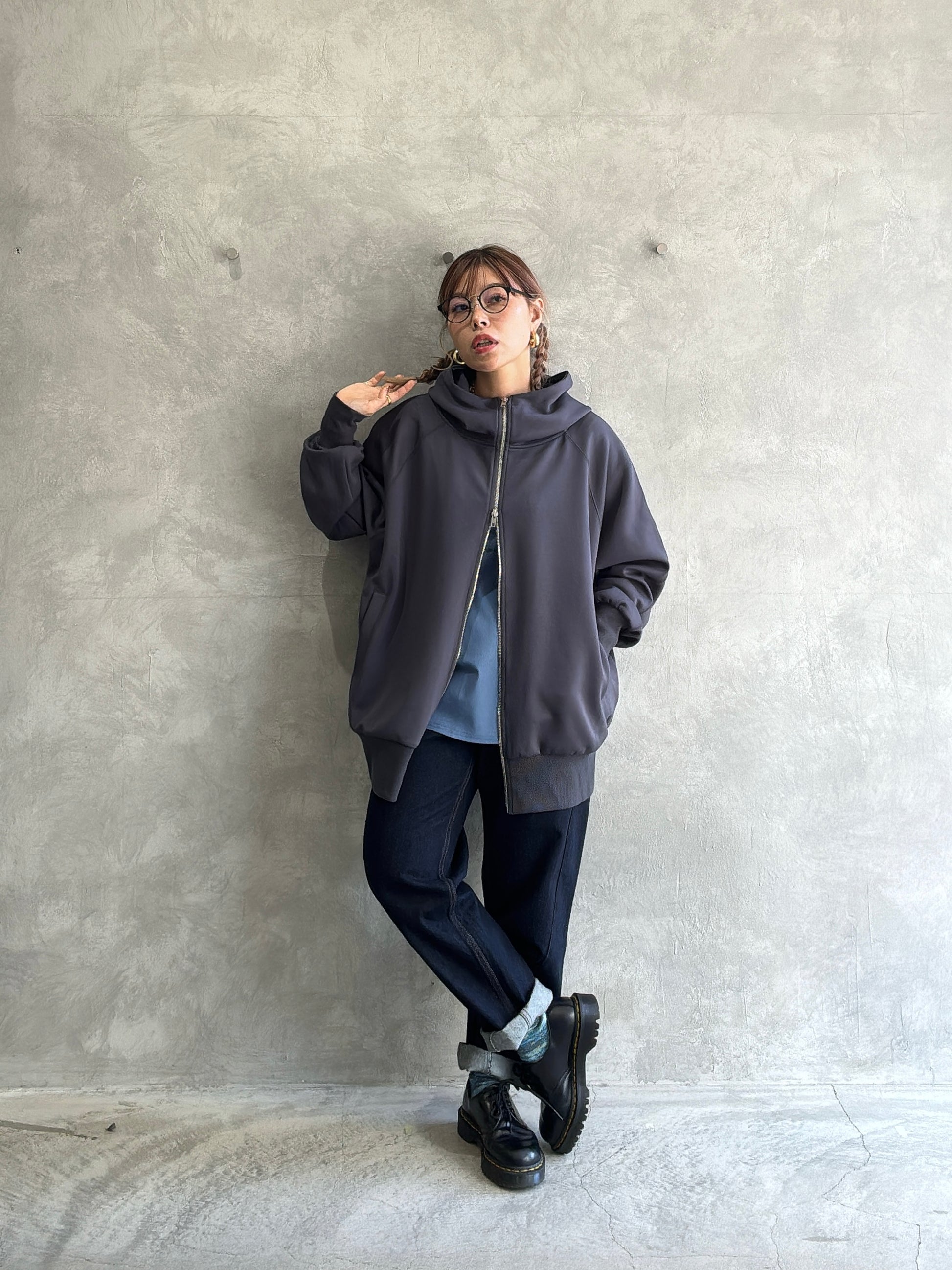 ジップアップロングパーカー