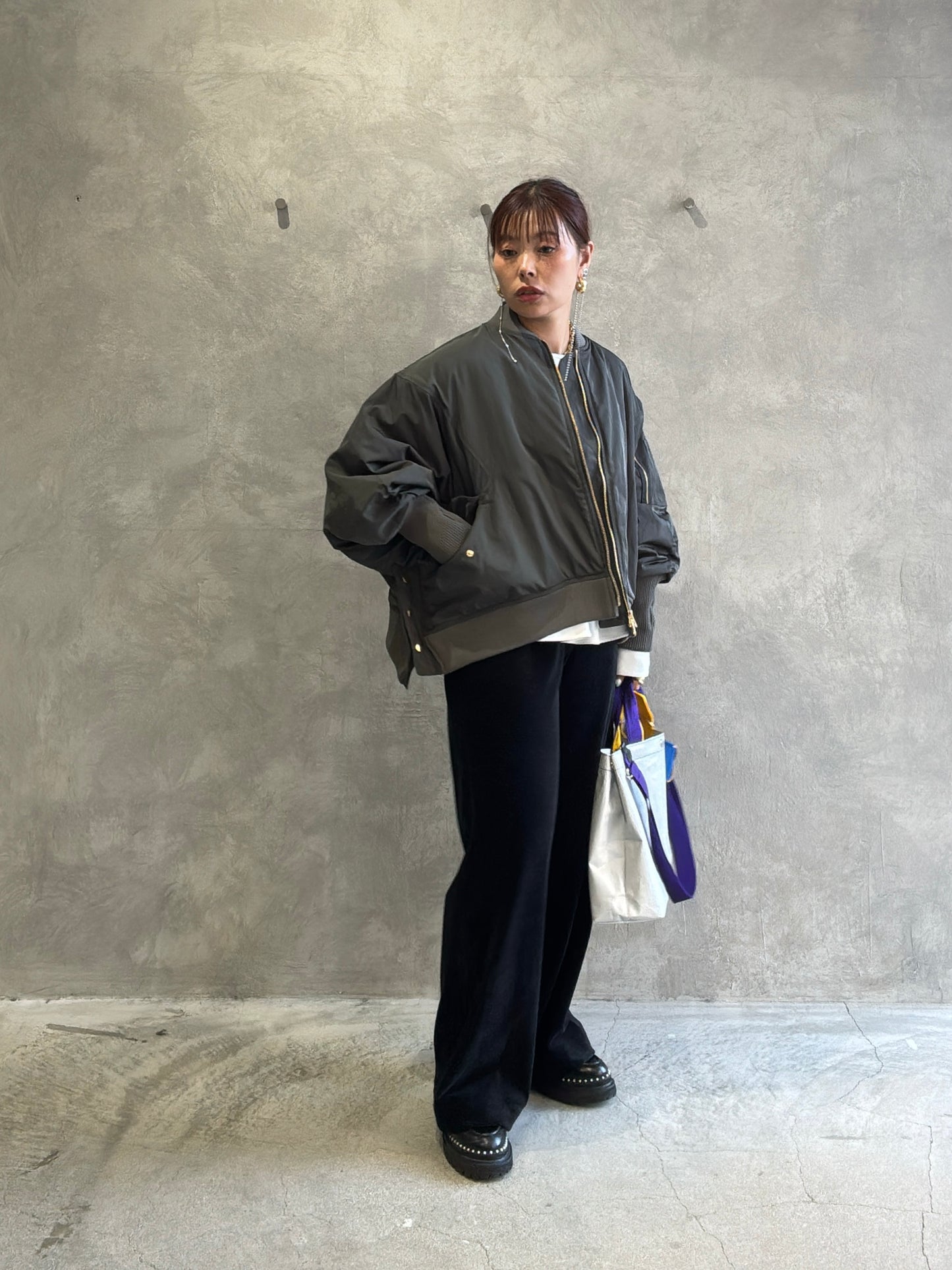 コーデュロイジャージーセミワイドパンツ／trois