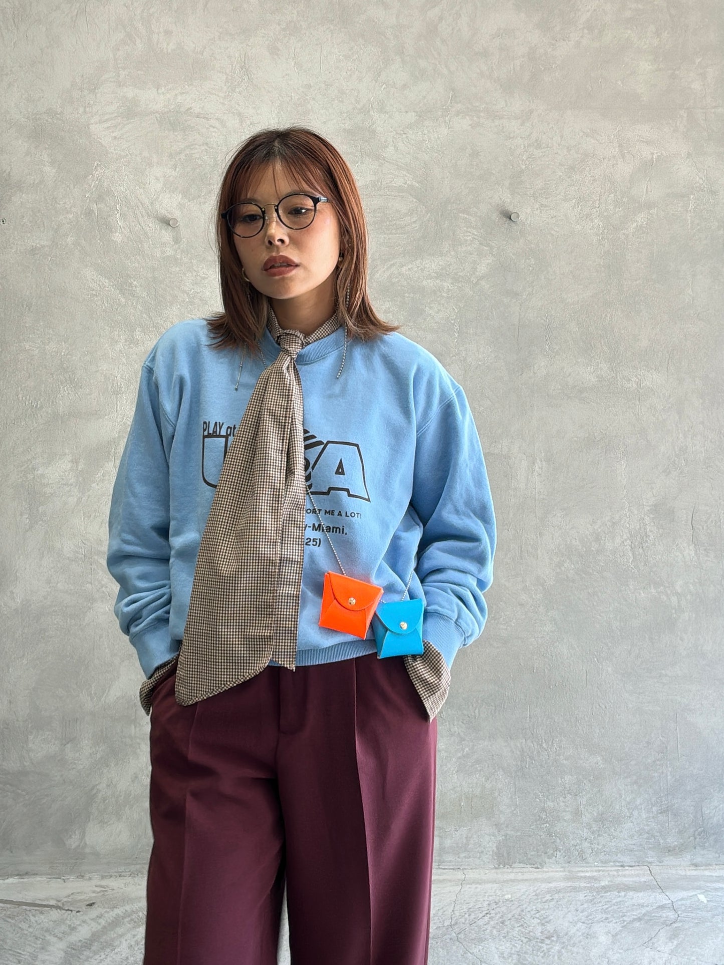 タイ付きチェックシャツ／LE MÉLANGE